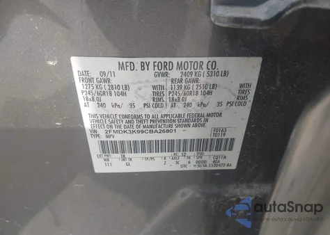 2012 Ford Edge Limited из США, поврежденный, VIN 2FMDK3K99CBA26801